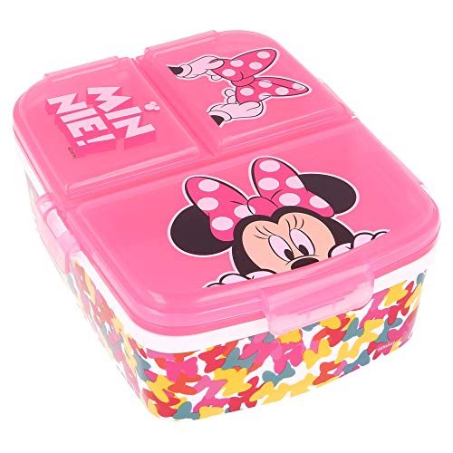 Stor Minnie Mouse | Sandwichera con 4 Compartimentos - Tupper Infantil - Fiambrera Decorada para Niños