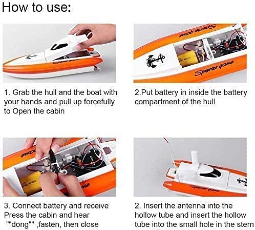 STOTOY Barco de Control Remoto, Velocidad 25 km/h, Barco Teledirigido de Carreras electrónica de Alta Velocidad con Mando a Distancia y 2 baterías Recargables, Bote Exterior para Piscina y Lagos