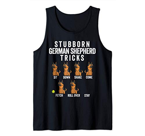 Stubborn Pastor Alemán Tricks Perro Camiseta sin Mangas