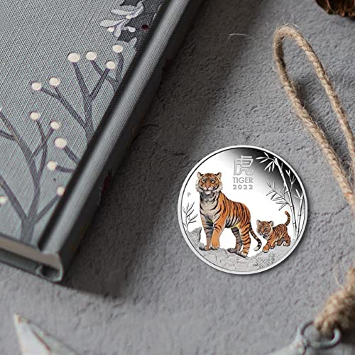 su-xuri Pieza conmemorativa Año del Tigre 2022 Recuerdo del Zodiaco Chino Colección de Piezas de Moneda Colección del Año Nuevo Dorure Bennédiction Recuerdo Regalos del Zodiaco Cancilles