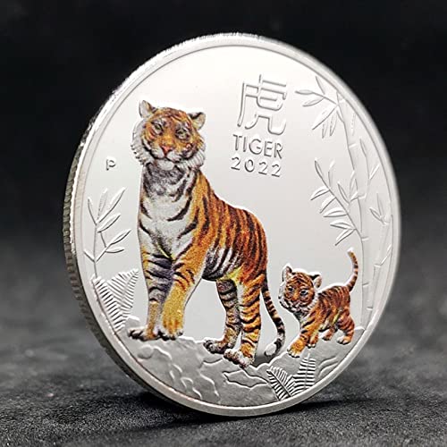 su-xuri Pieza conmemorativa Año del Tigre 2022 Recuerdo del Zodiaco Chino Colección de Piezas de Moneda Colección del Año Nuevo Dorure Bennédiction Recuerdo Regalos del Zodiaco Cancilles