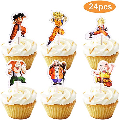 Suministros de fiesta de cumpleaños de Dragon Ball, decoraciones de Dragon Ball Z incluyen adorno para tarta cupcakes, pancarta, globos Dragon Ball Pegatinas Suministros de fiesta para niños