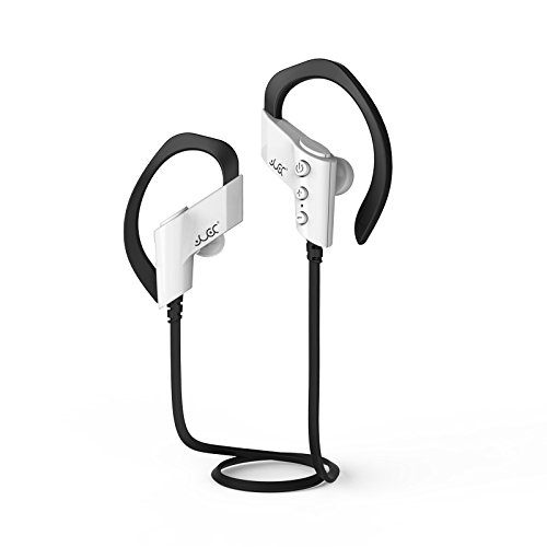 Suney - Auriculares in-ear con Bluetooth y micrófono estéreo HD, cancelación de ruido, para deporte, correr, correr y correr blanco