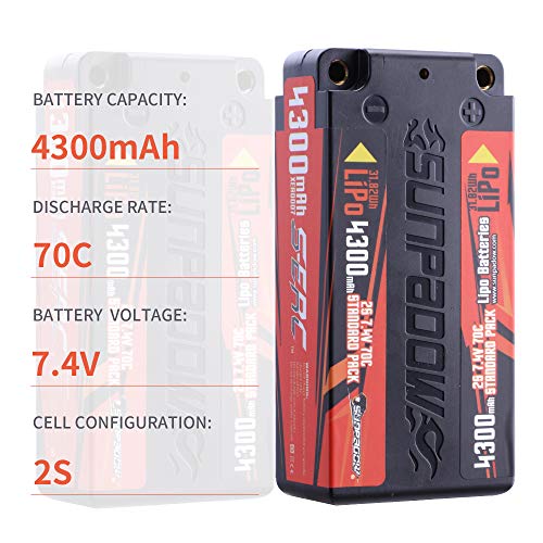 SUNPADOW 7.4 V 2S Lipo batería 4300 mAh 70C caso duro para vehículos RC coche camión Truggy barco tanque Buggy Racing Hobby