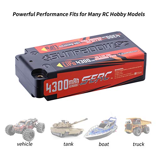 SUNPADOW 7.4 V 2S Lipo batería 4300 mAh 70C caso duro para vehículos RC coche camión Truggy barco tanque Buggy Racing Hobby