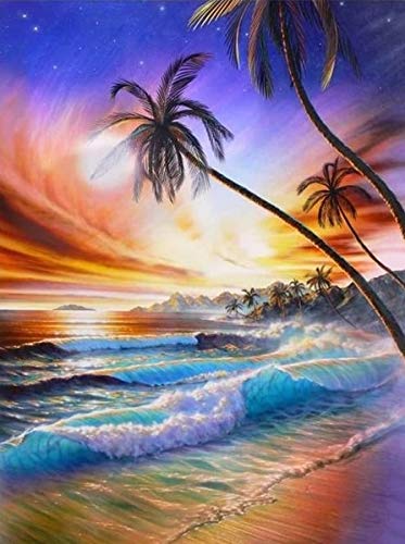 Sunset Beach Waves DIY pintura por números pintado a mano pintura al óleo dibujo sobre lienzo Kill Time decoración de pared A8 60x80cm