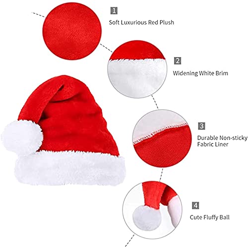 Sunshine smile Gorro de Papá Noel,Gorro de Navidad para Adultos,Gorro Navideño para Niño,Gorro de Navidad de Felpa Suave,Unisex Sombreros Rojos de Navidad,Gorro de Papá Noel Gorro de Papá Noel(2+1)