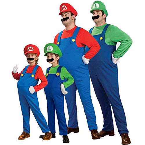 Super Mario Bros Cosplay Disfraz Adultos Niños Halloween Navidad Fantasia Mario Uniforme MARIO & LUIGI Cosplay Regalos dropshipping, Chicas Rojo, XL