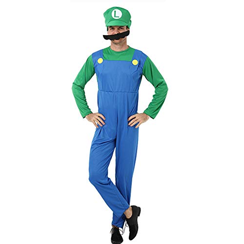 Super Mario Bros Cosplay Disfraz Adultos Niños Halloween Navidad Fantasia Mario Uniforme MARIO & LUIGI Cosplay Regalos dropshipping, Hombres Verde, L