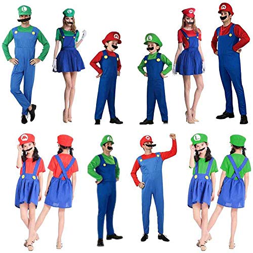 Super Mario Bros Cosplay Disfraz Adultos Niños Halloween Navidad Fantasia Mario Uniforme MARIO & LUIGI Cosplay Regalos dropshipping, Hombres Verde, L