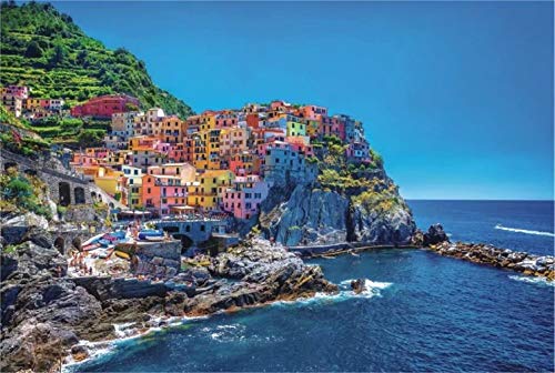 Super Power® Dreamy 1000 Pedazos Italia Cinque Terre Europeo Pueblo Costero Mar Paisaje Niños Juegos de Adultos Juguetes Rompecabezas de Madera para Regalos de cumpleaños de Navidad