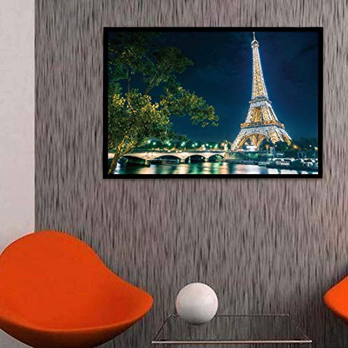 SuperPower® Arte Manchado 1000 piezas París Francia Torre Eiffel Ciudad Río Puente Paisaje Nocturna Vista Panorámica Puzzles de madera para Hogar Marco de fotos Decoración de pared Regalo