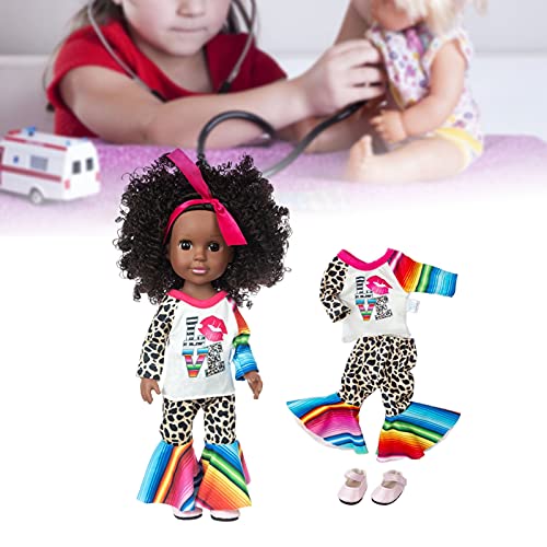 Surebuy Muñeca negra de la muchacha de 14 pulgadas, muñecas del juego del bebé afroamericano cómodo para el regalo para los niños para el juguete