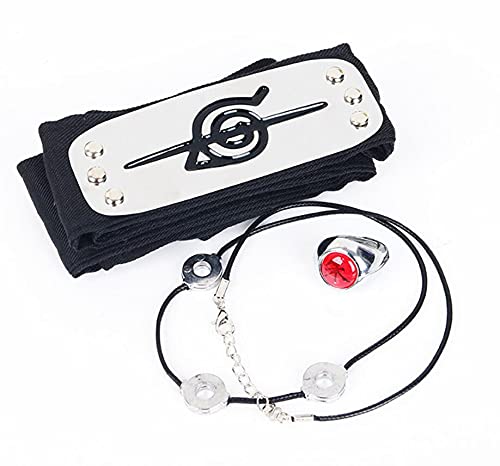 SUSICH Anime Cape Cosplay Akatsuki Uchiha Itachi Víspera de Todos los Santos Carnaval Ropa Nube Roja Saco Venda Kunai Collar y Anillo Bufanda Accesorios Adulto Niño Unisexo Disfraz Set