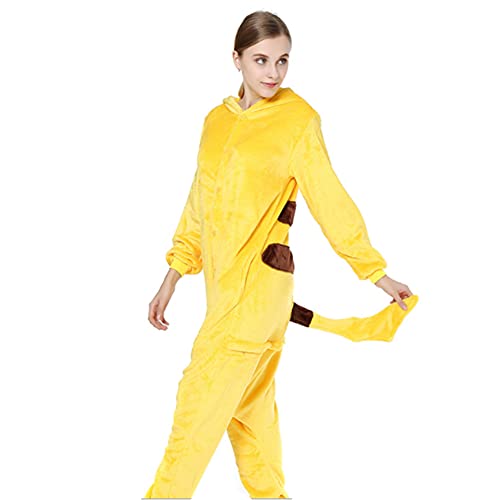 Swanka Pijama Stitch Onesie Disfraz Traje Adulto Mujer Animale Invierno Kigurumi Cosplay Halloween y Navidad (Pikachu Amarillo, M)