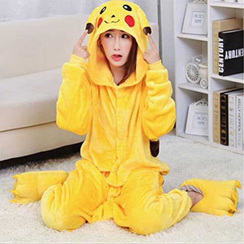 Swanka Pijama Stitch Onesie Disfraz Traje Adulto Mujer Animale Invierno Kigurumi Cosplay Halloween y Navidad (Pikachu Amarillo, M)