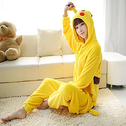 Swanka Pijama Stitch Onesie Disfraz Traje Adulto Mujer Animale Invierno Kigurumi Cosplay Halloween y Navidad (Pikachu Amarillo, M)