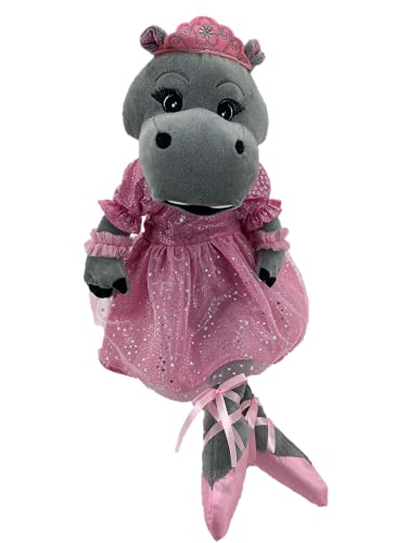 Sweety Toys, Muñeca de Tela con diseño de hipopótamo, Bailarina, 50 cm, con Corona, Color Rosa