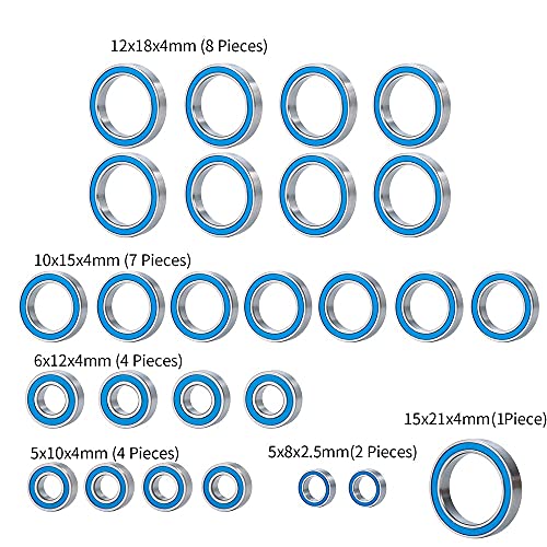 SXSM para 26 Piezas Kit de cojinetes sellados de Cubo de Rueda para Arrma para Big Rock 3s BLX 1/10 RC Crawler Car Upgrade Parts Accesorios de Coche RC