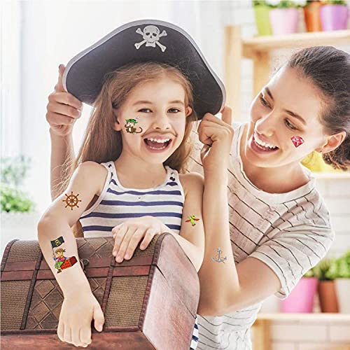 SZSMART Tatuajes Pirata Niños, Pirata Tatuajes Temporales 20 Hojas Piratas Tatuaje Falso Pegatinas para Chicos Infantiles Pirata Fiesta de cumpleaños Regalo