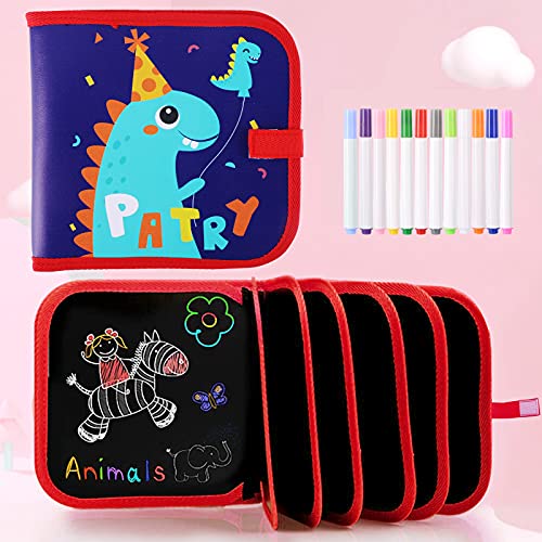 Tabla de Dibujo Portátil para Niños,Tablero de Dibujo de Graffiti,Doodle Juego Infantil,Bloc de Dibujo portátil borrable, Reutilizable,12 bolígrafos borrables de Color,14 Página (D)