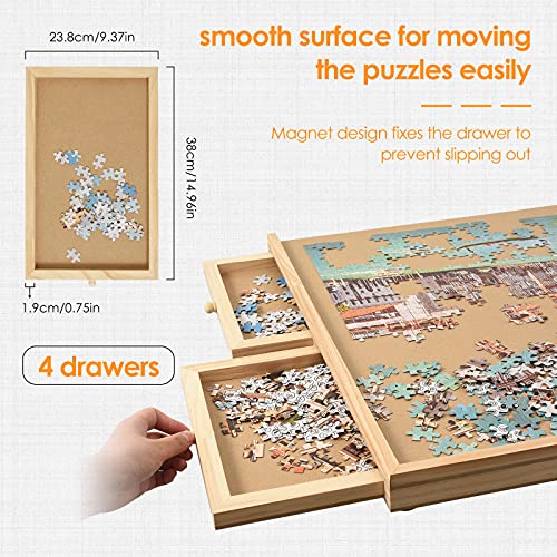 Tablero de Rompecabezas para 1000 Piezas LQKYWNA Mesa de Rompecabezas con 4 Cajones Deslizantes Gran Superficie Lisa Escritorio de Madera con Almacenamiento de Puzzle para Entusiastas del Rompecabezas