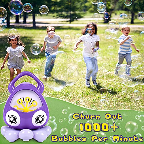 Tacobear Maquina Burbujas Niños Pulpo Automático Soplador de Burbujas con 100ml Jabón Líquido portátil Maquina Pompas de Jabon Bubble Machine para Juguete de Baño Fiesta Boda (púrpura)