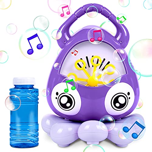 Tacobear Maquina Burbujas Niños Pulpo Automático Soplador de Burbujas con 100ml Jabón Líquido portátil Maquina Pompas de Jabon Bubble Machine para Juguete de Baño Fiesta Boda (púrpura)