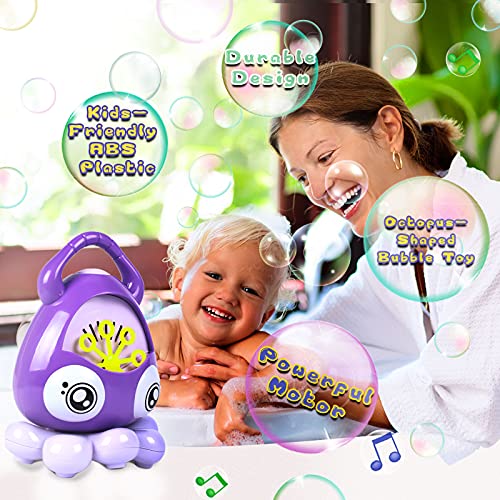 Tacobear Maquina Burbujas Niños Pulpo Automático Soplador de Burbujas con 100ml Jabón Líquido portátil Maquina Pompas de Jabon Bubble Machine para Juguete de Baño Fiesta Boda (púrpura)