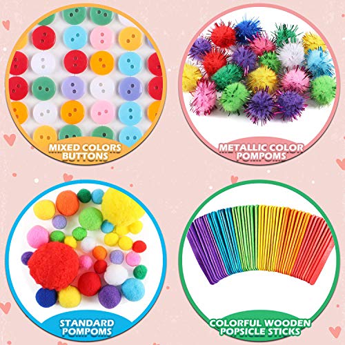 Tacobear Pompones Ojos Manualidades Kit Limpiadores Pipa Creativo DIY Kit para Niños Pompones Pipe Cleaners Juego Creativo Regalo Manualidades para Niños 4 5 6 7 8 9 años