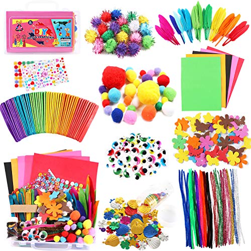 Tacobear Pompones Ojos Manualidades Kit Limpiadores Pipa Creativo DIY Kit para Niños Pompones Pipe Cleaners Juego Creativo Regalo Manualidades para Niños 4 5 6 7 8 9 años