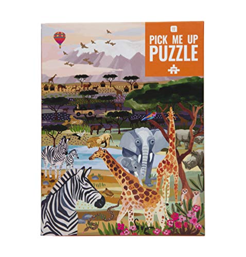 Talking Tables-De 1000 Piezas de Animales Sabana Africana ilustrada | con póster y Hoja de Trivia a Juego cumpleaños, Regalos para Adultos o niños, Arte de Pared, Color (PUZZ-PMU-Safari)