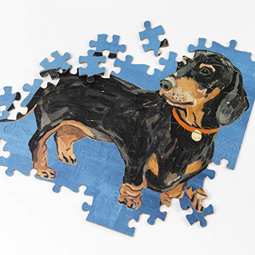 Talking Tables-De Doble Cara y póster Dachshund Rojo de 100 Piezas | Mascotas ilustradas, Animales, Perros Salchicha | para niños, Adultos, cumpleaños, Color Puzzle (PUZZ-Dog-DACH)