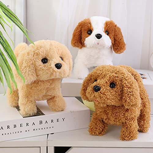 Tangpingsi Muñeco de peluche, simulación eléctrica libre, adorable cachorro que puede caminar, bark, Nod Wagging Tail Imulación, peluche, perro de juguete interactivo para niños