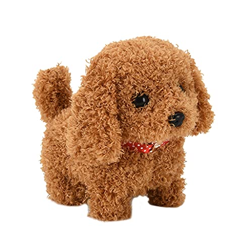 Tangpingsi Muñeco de peluche, simulación eléctrica libre, adorable cachorro que puede caminar, bark, Nod Wagging Tail Imulación, peluche, perro de juguete interactivo para niños