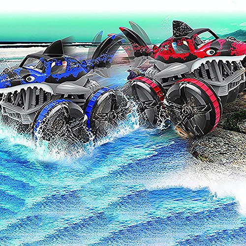 Tastak RC Shark Car Toy 2.4G Impermeable Control Remoto Anfibio Grass Land Driving Shark Car con luz de respiración Coche de Carreras con tracción en Las Cuatro Ruedas RC Car Toys