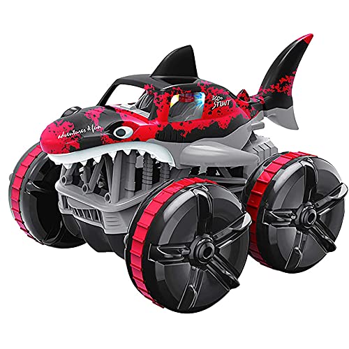 Tastak RC Shark Car Toy 2.4G Impermeable Control Remoto Anfibio Grass Land Driving Shark Car con luz de respiración Coche de Carreras con tracción en Las Cuatro Ruedas RC Car Toys