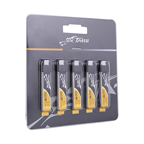 Tattu Batería LiPo 220mAh 3.7V 45C 1S con Conector Ultra Micro (5 Piezas) para Blade Inductrix Tiny Whoop FPV Nano QX Nano CPX Nano CPS E-flite Micro avión