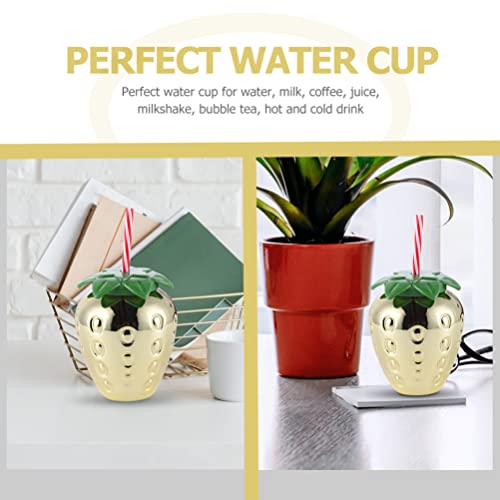 Tazas de fresa creativas para bebidas: 2 tazas hawaianas con pajitas para fiesta de Hawaii Luau fiesta de verano en la playa