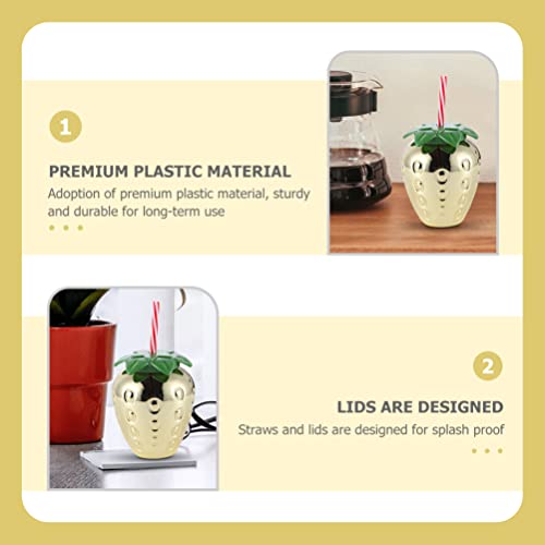 Tazas de fresa creativas para bebidas: 2 tazas hawaianas con pajitas para fiesta de Hawaii Luau fiesta de verano en la playa