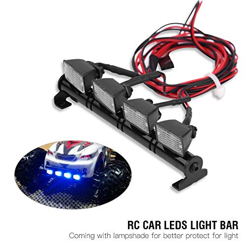 Tbest Barra de Luces LED RC, 4 Luces LED Blancas Luces de Techo Accesorio de lámpara Compatible con Axial scx10 Traxxas TRX-4 RC Car(Blanco)