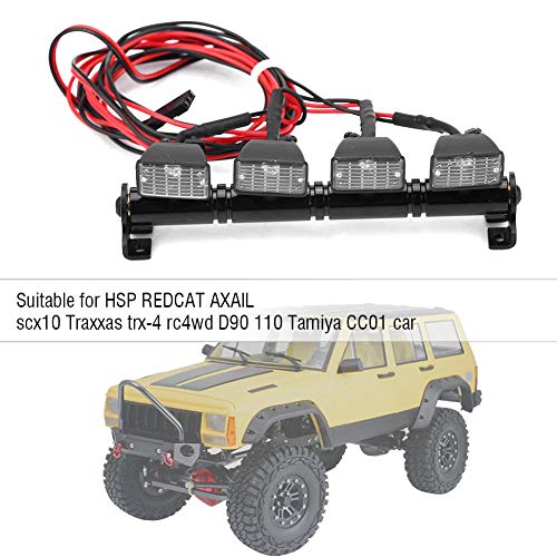 Tbest Barra de Luces LED RC, 4 Luces LED Blancas Luces de Techo Accesorio de lámpara Compatible con Axial scx10 Traxxas TRX-4 RC Car(Blanco)