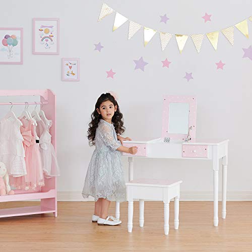 Teamson Kids 'Kate' Tocador Rosa/Blanco para Niños con Almacenamiento TD-13295A