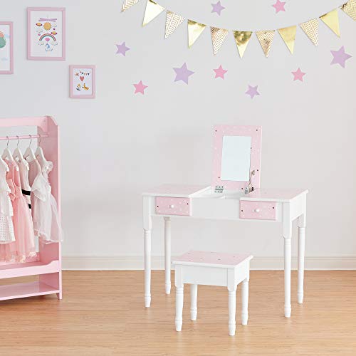 Teamson Kids 'Kate' Tocador Rosa/Blanco para Niños con Almacenamiento TD-13295A