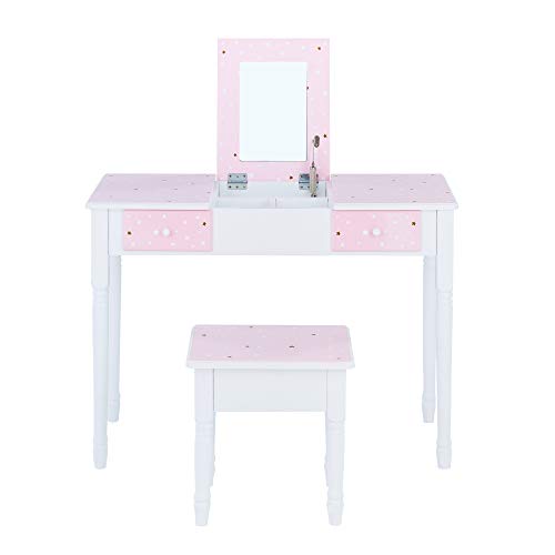 Teamson Kids 'Kate' Tocador Rosa/Blanco para Niños con Almacenamiento TD-13295A