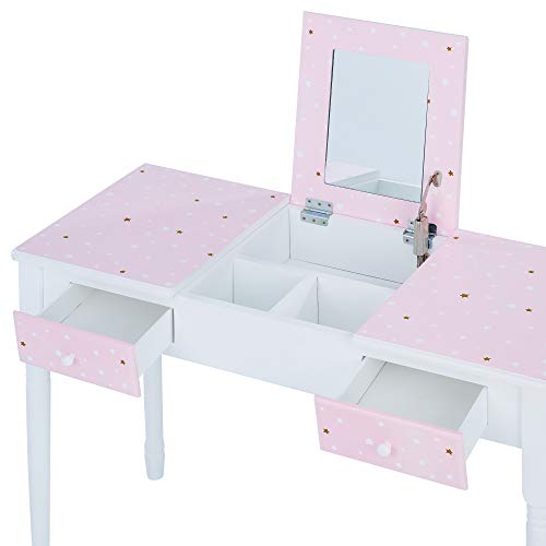 Teamson Kids 'Kate' Tocador Rosa/Blanco para Niños con Almacenamiento TD-13295A