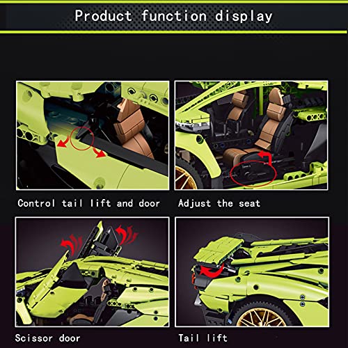 Technic Modelo de coche deportivo para Lamborghini,Mould King 13057, Control remoto de tecnología inalámbrica 2.4G, con bloques de sujeción, compatible con Lego Green,62 * 14.6 * 37.5cm