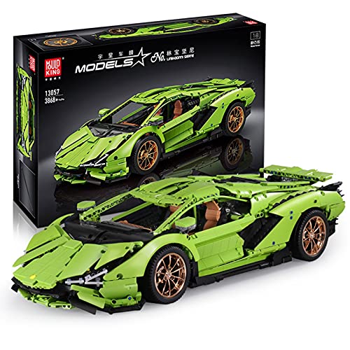 Technic Modelo de coche deportivo para Lamborghini,Mould King 13057, Control remoto de tecnología inalámbrica 2.4G, con bloques de sujeción, compatible con Lego Green,62 * 14.6 * 37.5cm