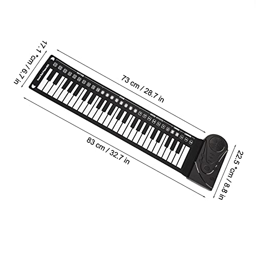 Teclado De Piano Electrónico De 49 Teclas, Altavoz Integrado, Piano Enrollable A Mano, Plegable, 6 Canciones De Demostración Y 16 Timbres Para Principiantes, Para Niños Y Adultos(negro)