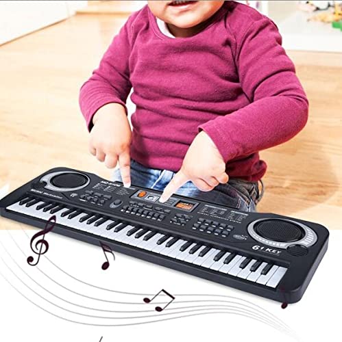 Teclado de piano para niños, piano electrónico multifuncional para niños de 61 teclas con micrófono, simulación de educación temprana, juguete para principiantes, instrumentos educativos, regalos